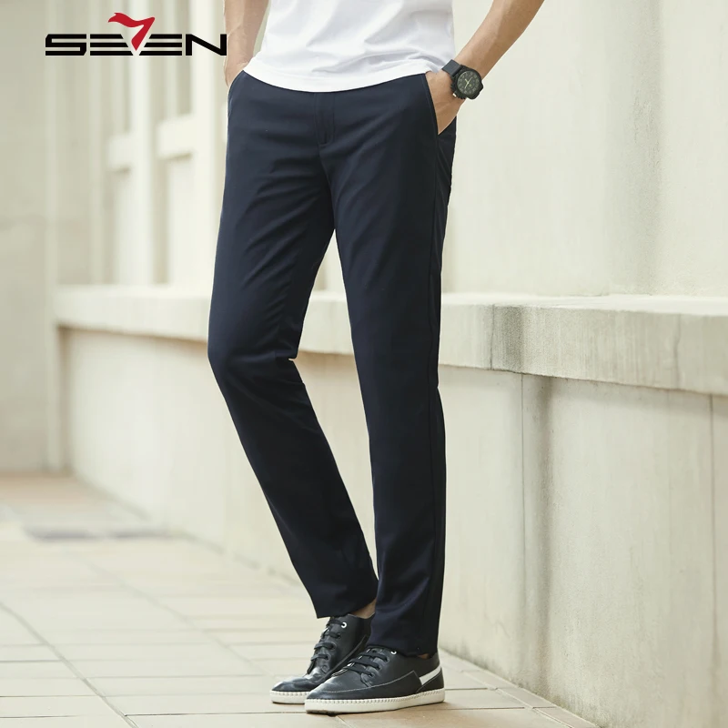 

Seven7 Brand 2019 Spring Classic Men's Elastic Casual Pants Men Business Dress Slim Fit Jogger Stretch Long Male Trousers
