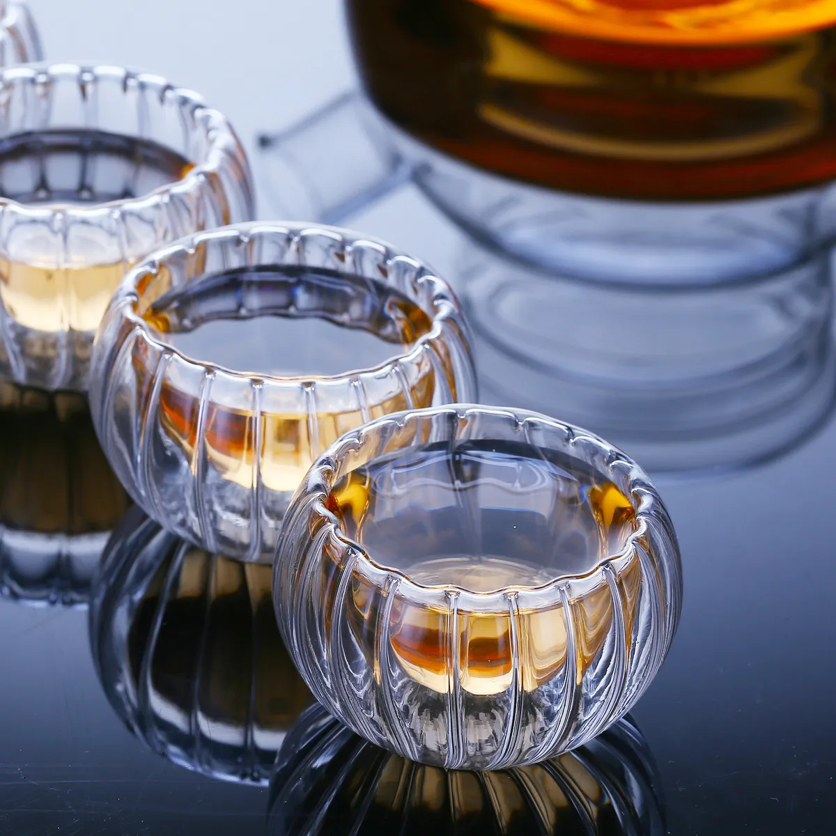 

Danmark Double Wall Shot Glass Pumpkin Mini Teacups 6Pcs/Lot Anti-hot Pu 'er Tea Cup Cheap Liquor Wine Glasses Verre Wholesale