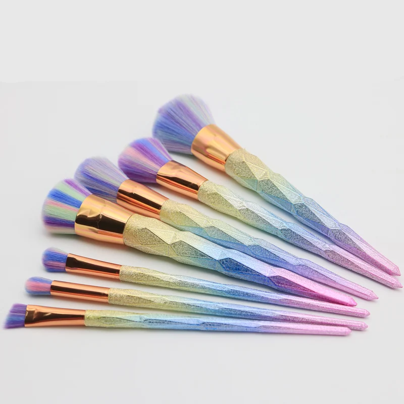 color gradual 7pcs Unicorn Makeup Brushes Set, glitter Brochas Pinceis