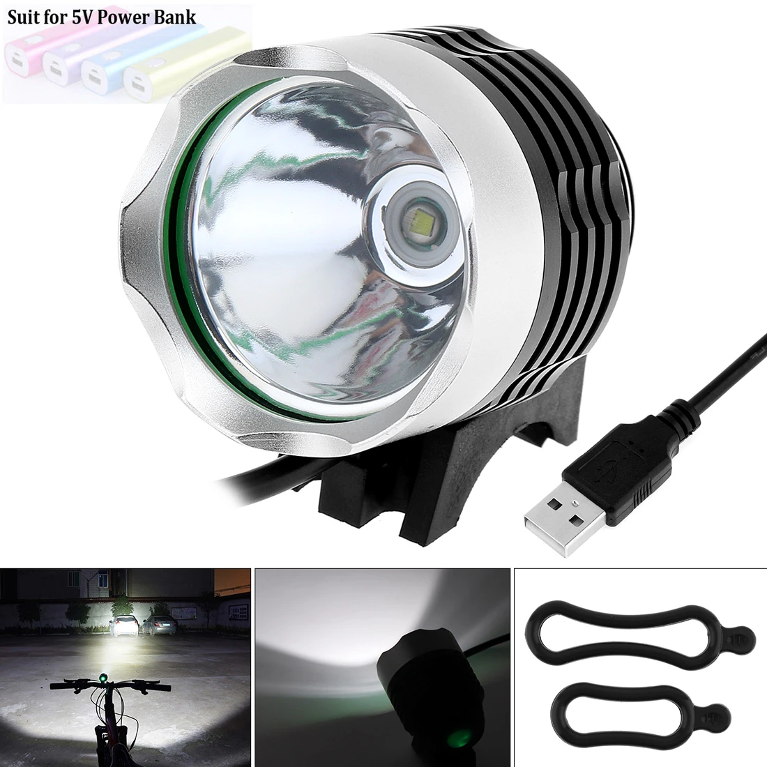 Linterna frontal para bicicleta 500LM LED LB-XL T6LED con Linterna frontal para bicicleta 500LM LED LB-XL T6LED con