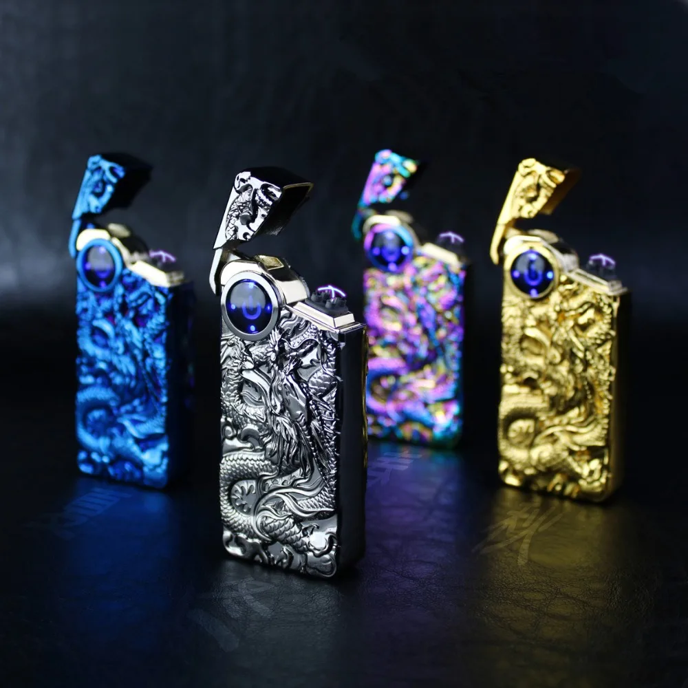 Зажигалка с двойной дугой металлическая зажигалка и USB зарядкой защитой от ветра