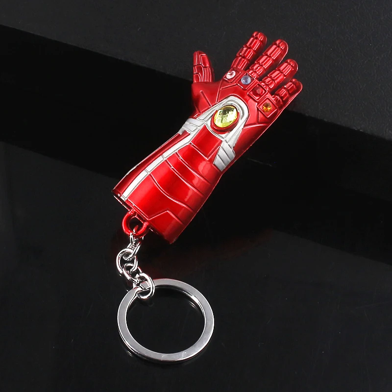 

Avengers Endgame Iron Man Infinite Hits Finger Glove Gauntlet Red Keychain Car Key Holder Pendant Keychain Souvenir Keyring Men