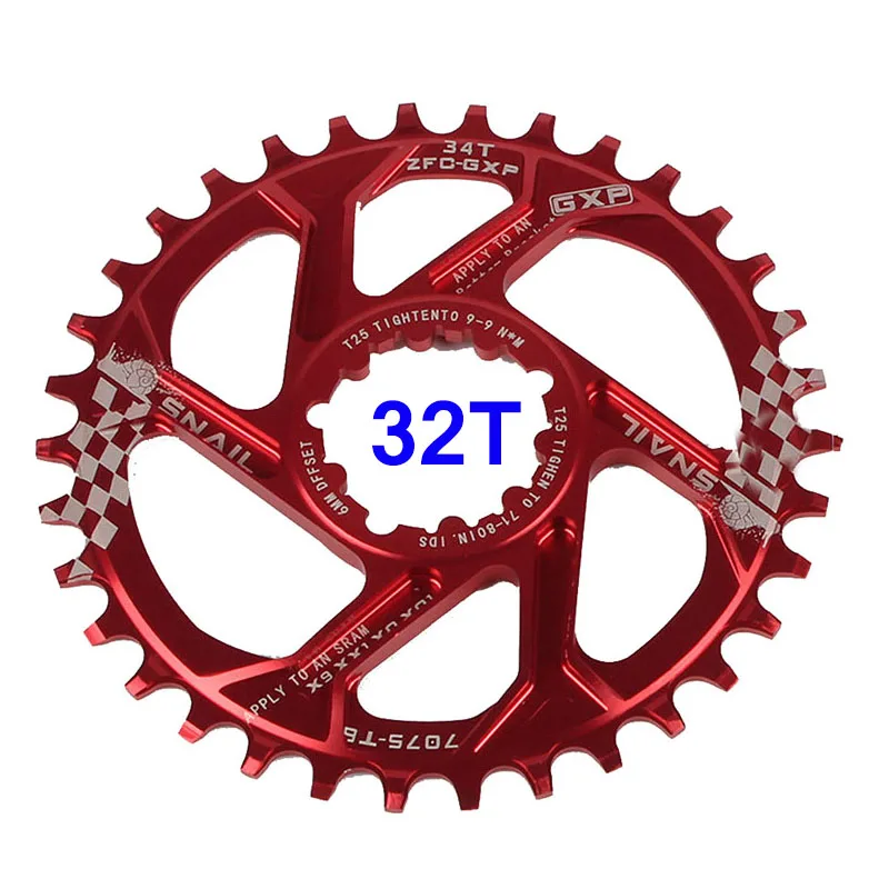 Улитка 7075 MTB велосипедная система 34 T кольцо цепи велосипеда Fit SRAM gxp XX1 X9 XO X01 BB30 цепное кольцо цепное колесо 30 T/32 T/34 T - Цвет: Round-Red-32T