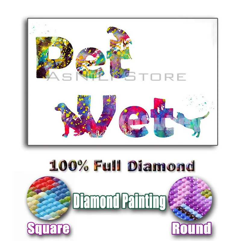 

5D DIY Diamond Painting Full Square Drill "Pet Vet" Embroidery sale set Cross Stitch Home Wall Art Decor gift Mosaic Crafts kit