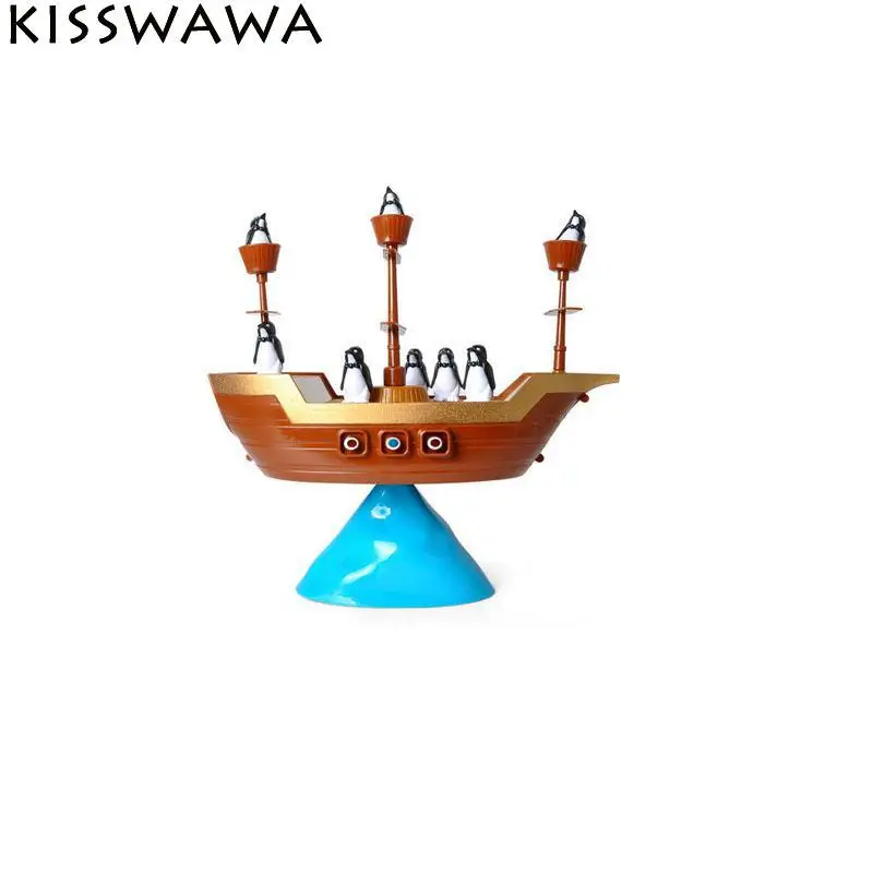 

KISSWAWA Pirate Boat Balancing Game Penguins Balance Interactive Table Game Learning Educational Creative Desk Kids Children Toy