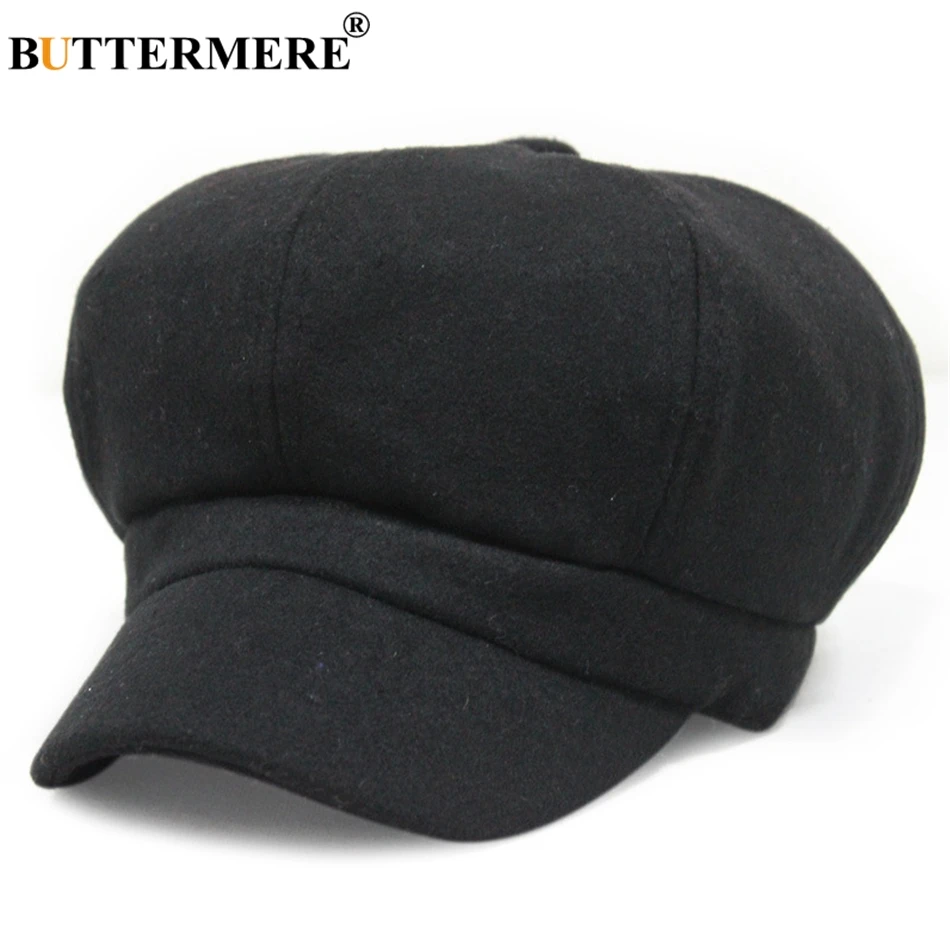 BUTTERMERE, Женская Шерстяная кепка с плоской подошвой, женская черная зимняя Классическая газетная Кепка Гэтсби, подарки в британском стиле, Весенние шапки для водителей