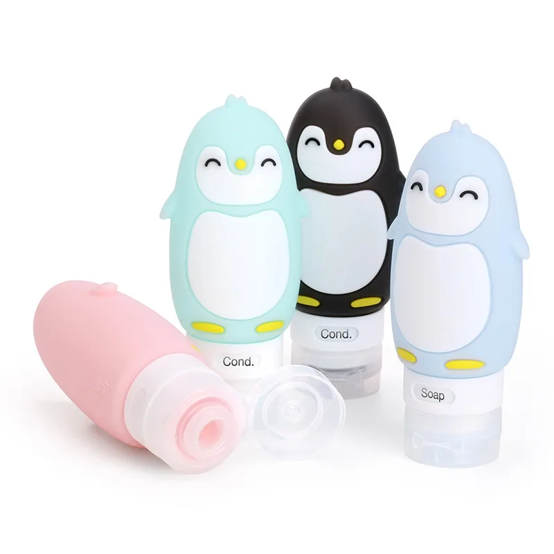 

80ML Little empty bottle Outdoor travel portable shaker bottle cute penguin cartoon animal model Multi-purpose Silicone bottles
