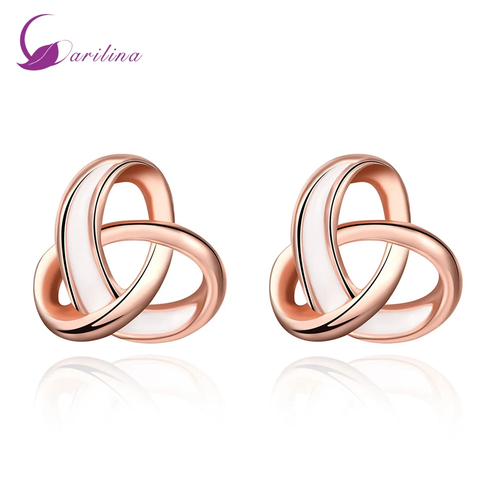 

Attractive White jewelry Rose gold plated stud earrings for womens wedding accessories E2006