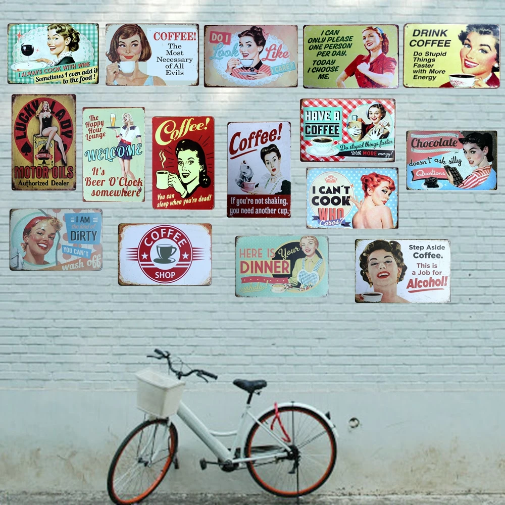 [Mike86] 커피 금속 플라크 포스터 빈티지 바 공예 장식 벽 예술 징후 20 * 30 CM 믹스 항목 B-246