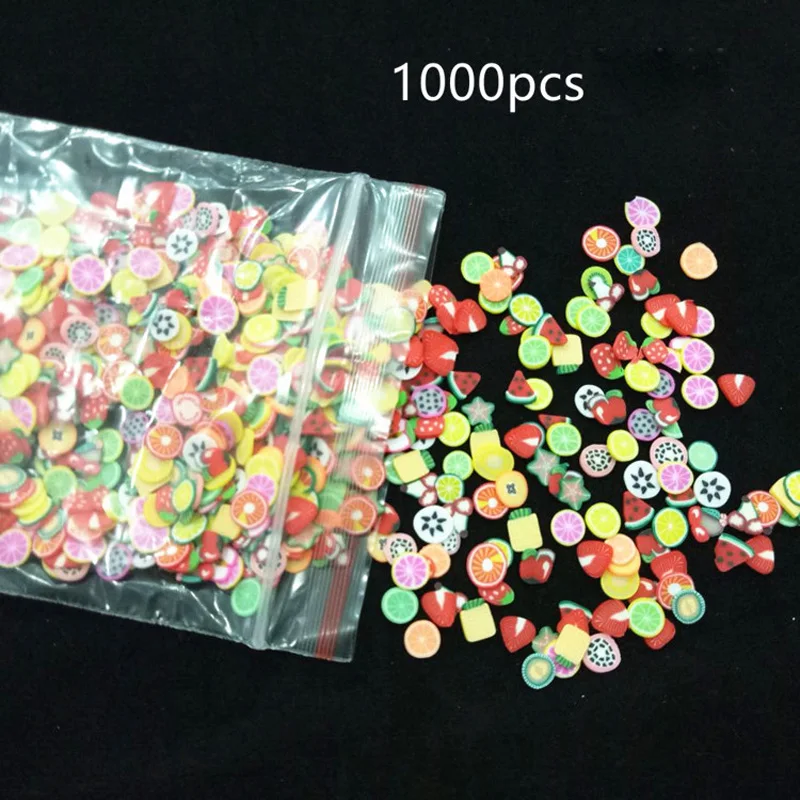 

1000pcs 3D Fruit Slices Filler Slime Toys For Kids Girls Nails Art Tips Cell Phone Decoration Slime Accessories Kids Toys