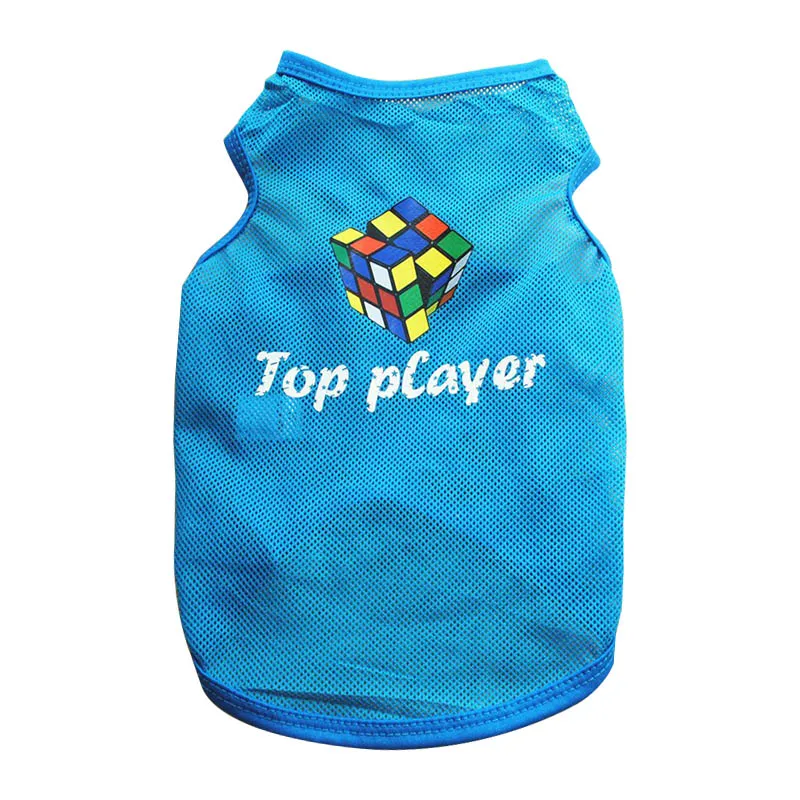 Blue Mesh Summer Dog Clothes Cool Cat Shirt Puppy tshirt For Small Dogs Cats Yorkie Chihuahua Breathable Dogs Vest Pet Clothing XS-L - Color: Blue