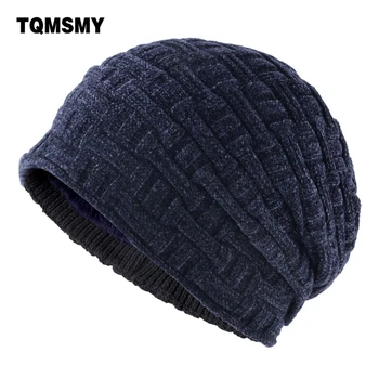

Corduroy cloth beanies men Double-layer hat Unisex plus velvet knitted wool cap Solid color bonnet winter hats for women gorro