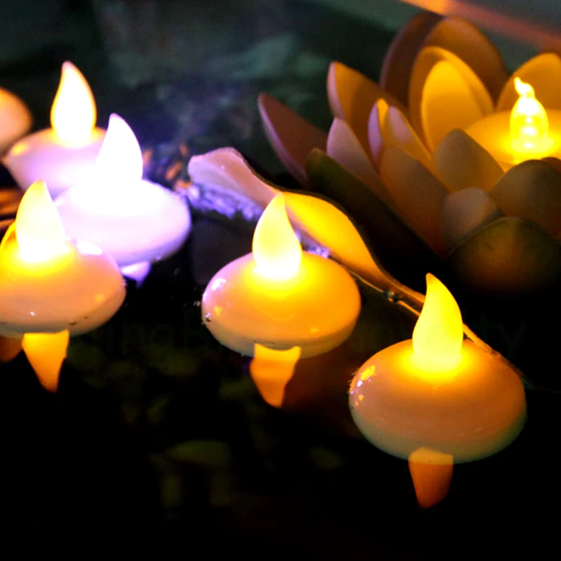 12ks Vodotěsná čajová svíčka bezplamenná LED svíčka pro svatební party