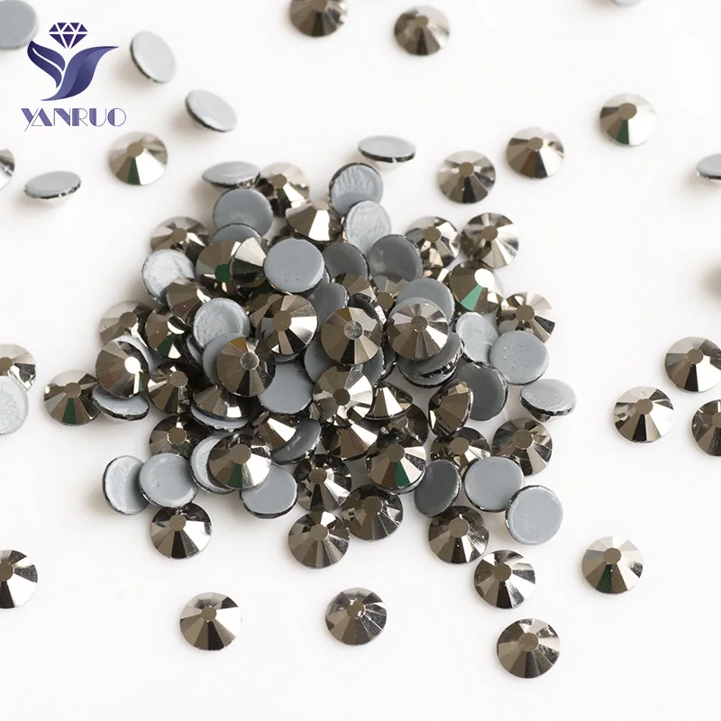 

2058HF All Sizes SS6-SS30 Jet Hematite Hot Fix Rhinestones Crystal Stones Flat back Grey HotfixRhinestones For Clothes