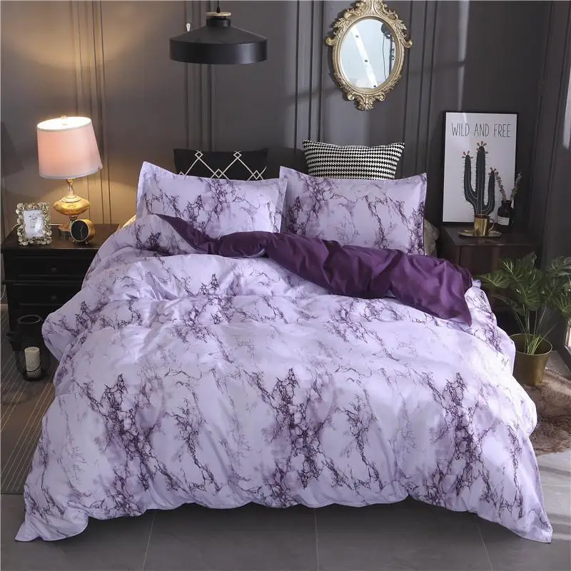 New Black Marble Pattern Bedding Sets Duvet Cover Set 2/3pcs Bed Set Twin Double Queen Quilt Cover (No Sheet No Filling)