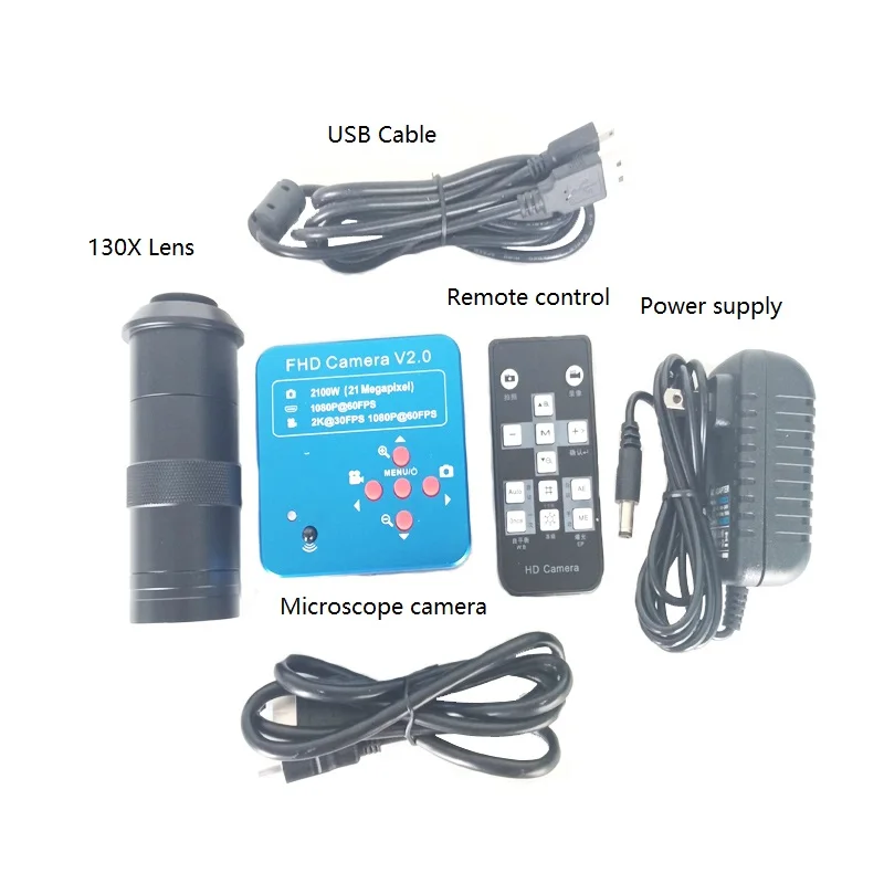 

2018 HD 1080P 60FPS 2K 2100W 21MP HDMI USB Industrial Electronic Digital Video Microscope Camera +8X-130X C-Mount lens