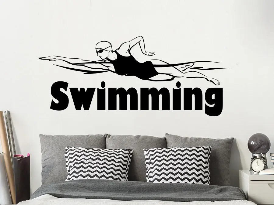 Swimmer Wall Decal Swimming Vinyl Sticker Decals Bedroom Pool Sport Decorin Wall Stickers from