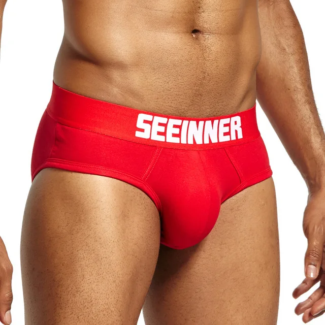 Seeinner бренд низкая талия сексуальное мужское нижнее белье трусы Гей пенис мешок мужские s бикини короткое нижнее белье мужские пижамы хлопковые трусы - Цвет: Red