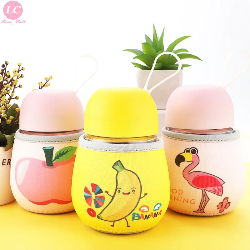 

Water Bottle 300ML New cartoon Glass Cup Cloth Cover Sports Water Cup Advertising Gift Creative Cup Water Bottle