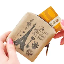 Classic Retro Printed Linen Coin Purses Women Girls Wallet Credit Card Holder Key Coin Bag Ladies Small Wallet Purse Pouch Case