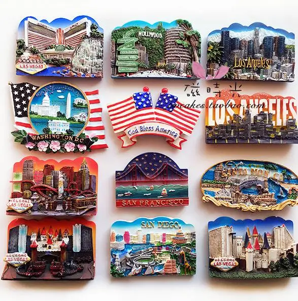 United States Las Vegas Souvenirs New York San Francisco 3D Fridge