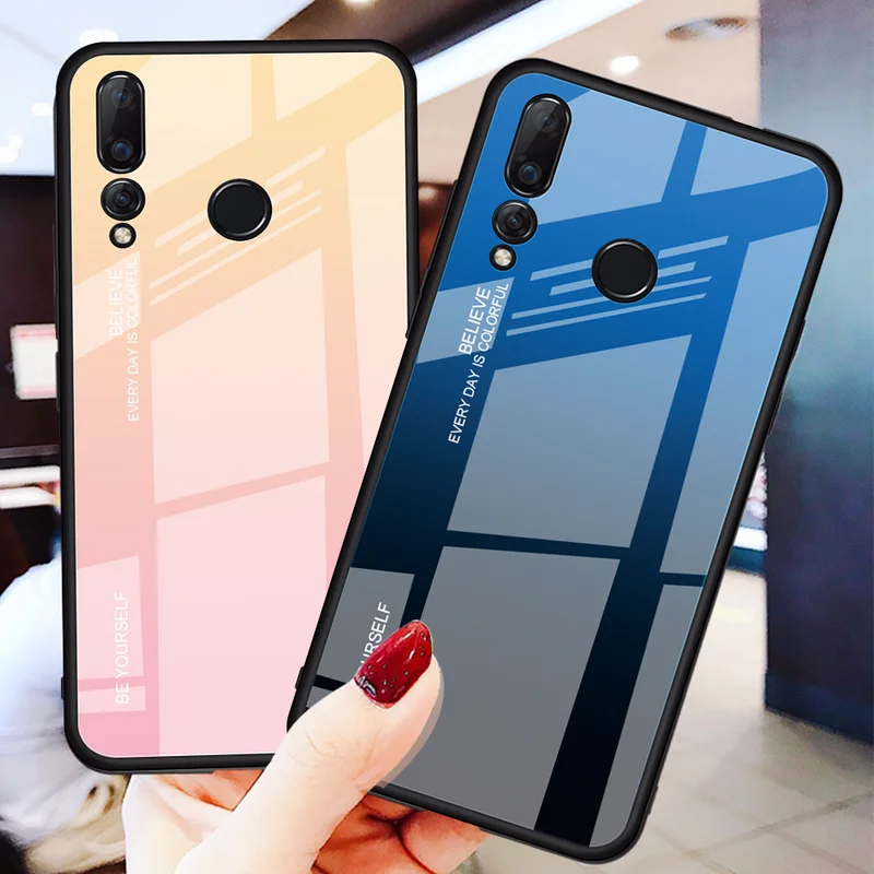 For VIVO V15 Pro Case Luxury Hard Tempered Glass Gradient Protect Cover case For vivo IQOO V9 Y85 X27 X23 Z3 Z3i Z1 Z1i S1 Cover