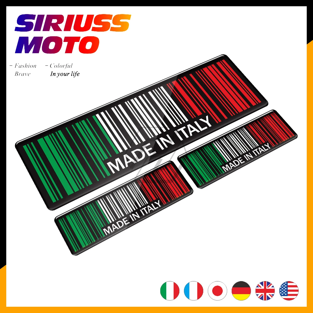 

High Quality 3D Bar Code Sticker Made In Italy Motorcycle Tank Pad Decal Case for Honda Yamaha Suzuki Kawasaki Vespa Decal