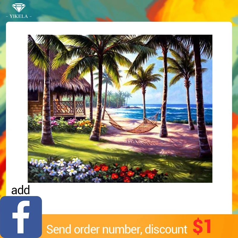 

Full Square DIY 5D Diamond Painting Tropical Style Of Rhinestone 3D Mosaic Diamond Embroidery Home Decor Gift Custom Any Sizes