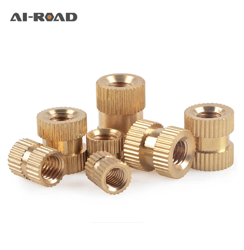 

M3 Copper Inlay Knurled Nut Fastener Yellow Injection Molded Embedded Nut Embedded Copper Nut Free Shipping