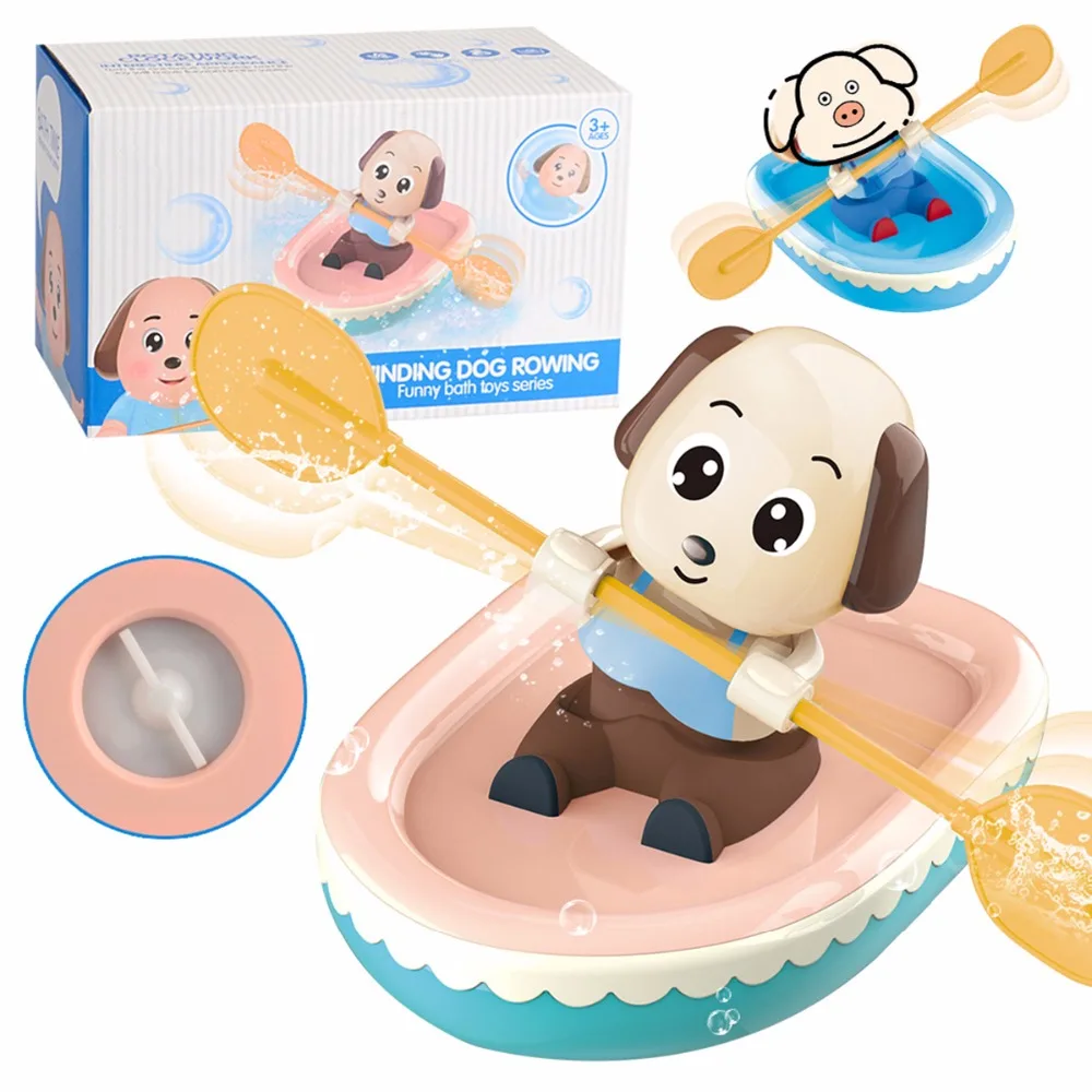Детская игрушка для ванны, воображение, милое животное, игра в воду, потяните веревку, собака, свинья, лодка, игрушка, детские заводные игры, Пляжная игрушка для детей