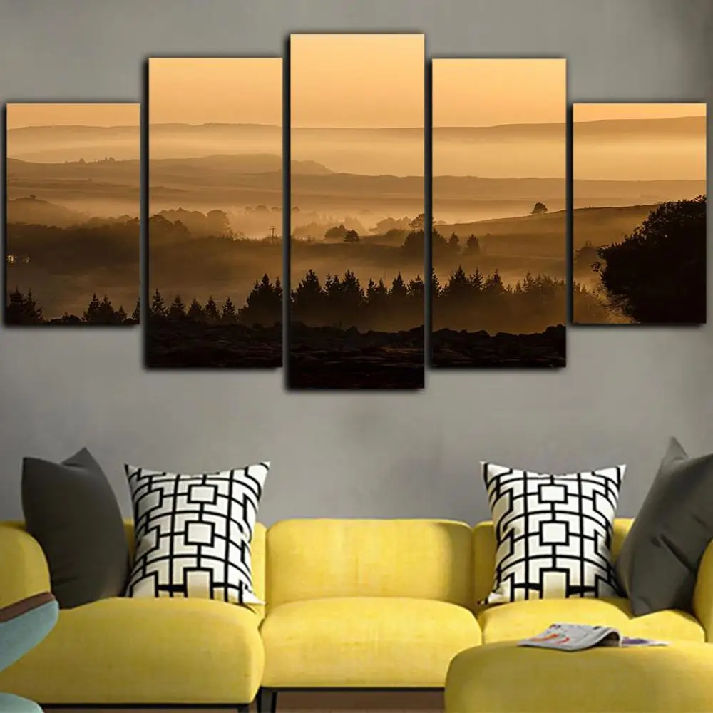 5Pieces Posters And Prints Forest Landscape Canvas Art Paintings For ...