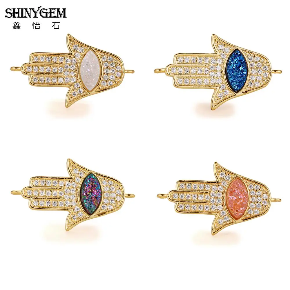 Ручной соединитель ShinyGem Yoga Hamsa очаровательные позолоченные соединители из