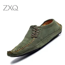 Brand Men Summer Casual Shoes Cow Split Nubuck Leather Male Handmade Driving Moccasin Shoes Loafers Shoes