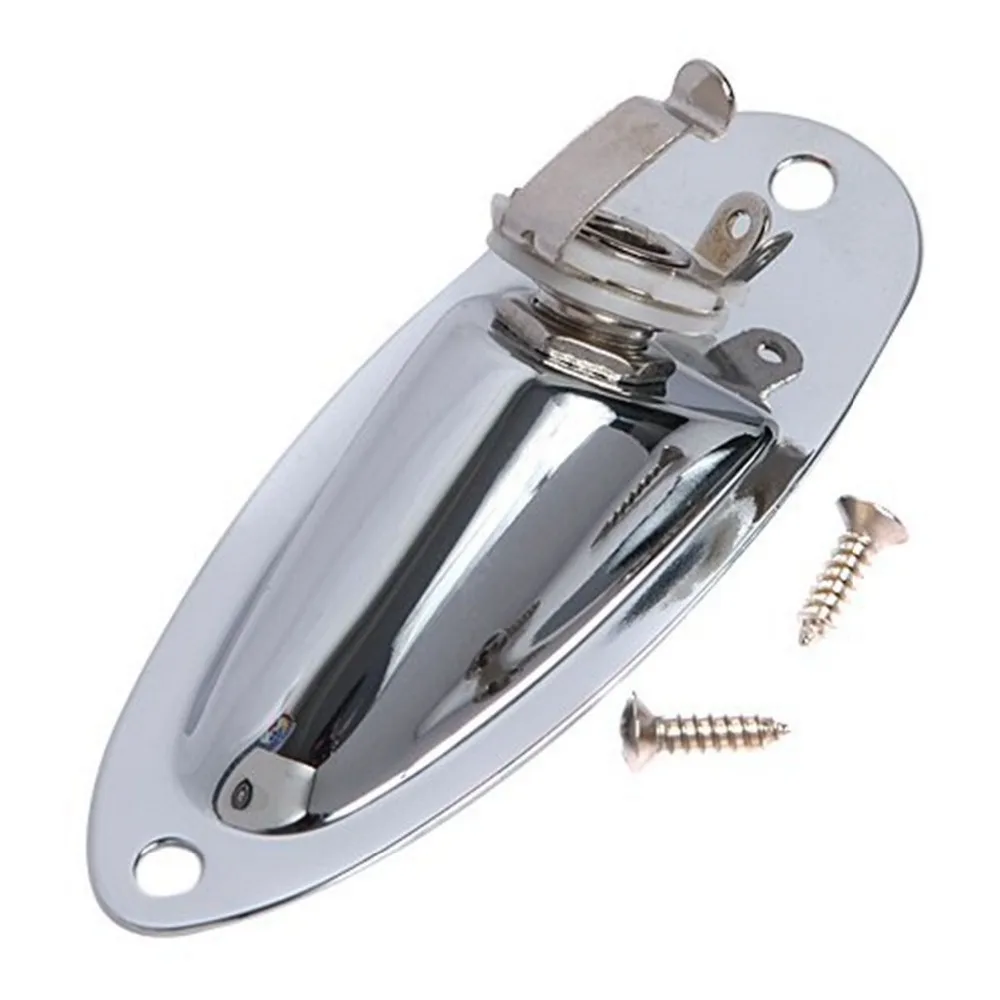 1 pcs Loaded Jack Socket Plate & Screws for Strat chromein Guitar
