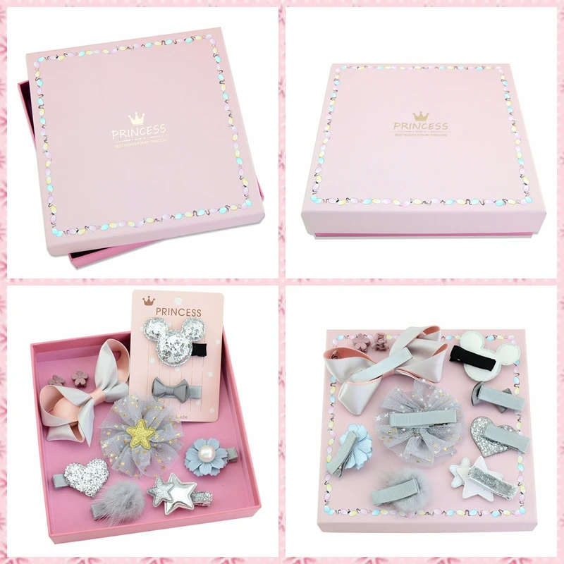 Fashion Children's Headwear Set Gift Boxed Princess Girls Hairband Flower Bow Crown Hairpin Set Hair Accessories (2)