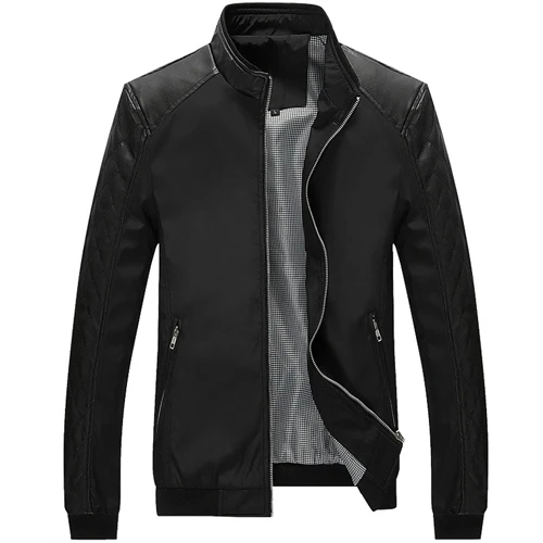 

Plus Size 5XL Spring New Men's PU Patchwork Jackets Casual Men's Thin Jackets Solid Slim Male Coats Brand Clothing