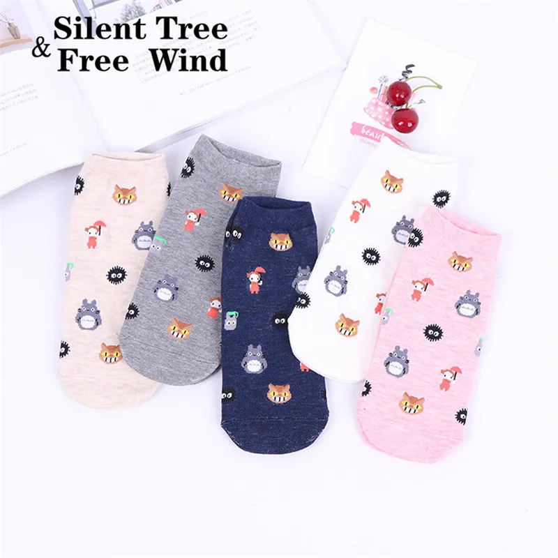 

Cute Miyazaki Hayao Comic Women Ankle Socks Summer Female Kawaii Totoro Cartoon Funny No Show Socks