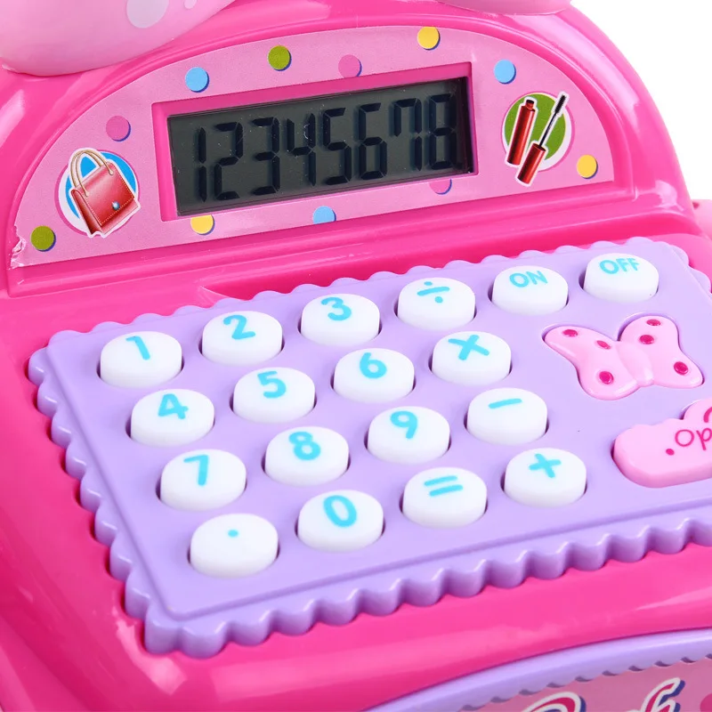 Girl Birthdday Gift Pretend play Simulated Supermarket Cash Register Multi-functional Cash Toys With Calculator and Scanner 5