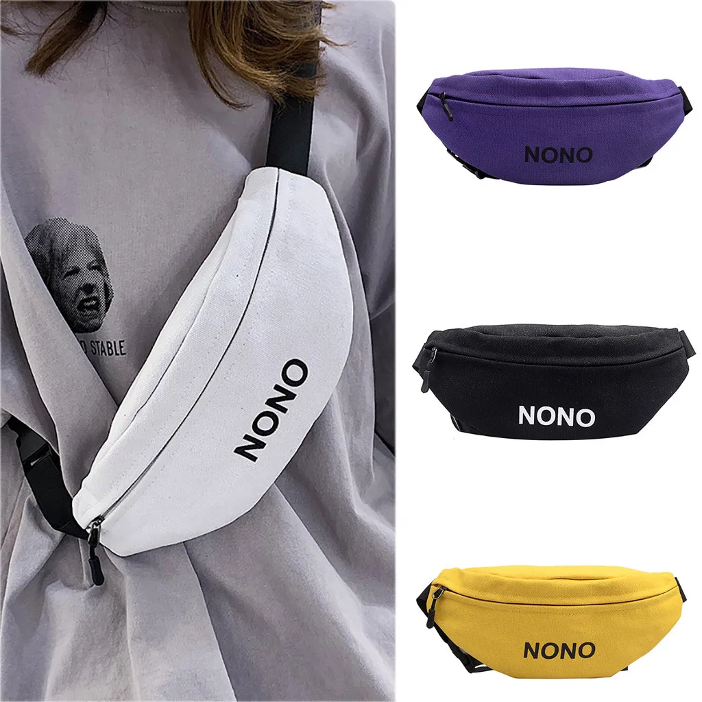 NONO Letter Waist Bag Female Fashion Belt Chest Bag Handbag Unisex Fanny Pack Women Waist Pack Belly Bags Purse Yellow