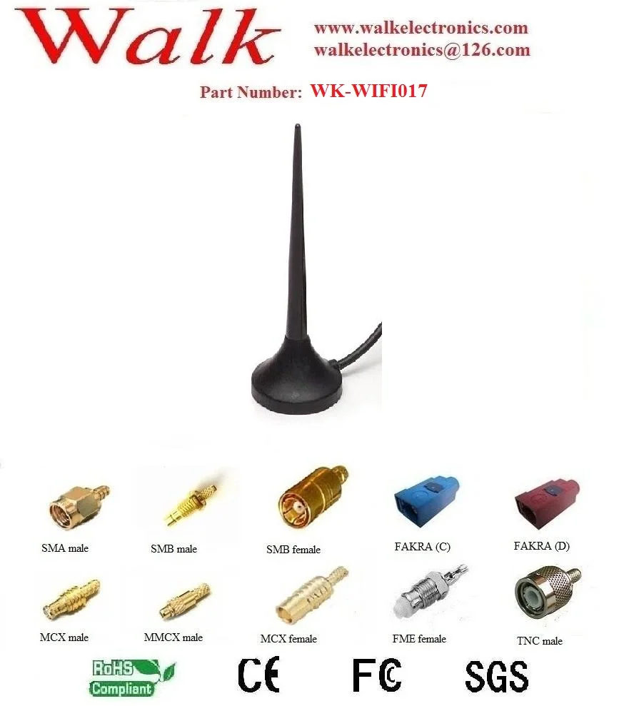 

magnetic mount wifi antenna, whip antenna WiFi 2.4GHz, RP-SMA male connector