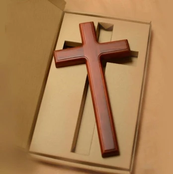 

32cm Redwood Cross mahogany color Christian gift home accessories wall hanging mannequin 1pc A401