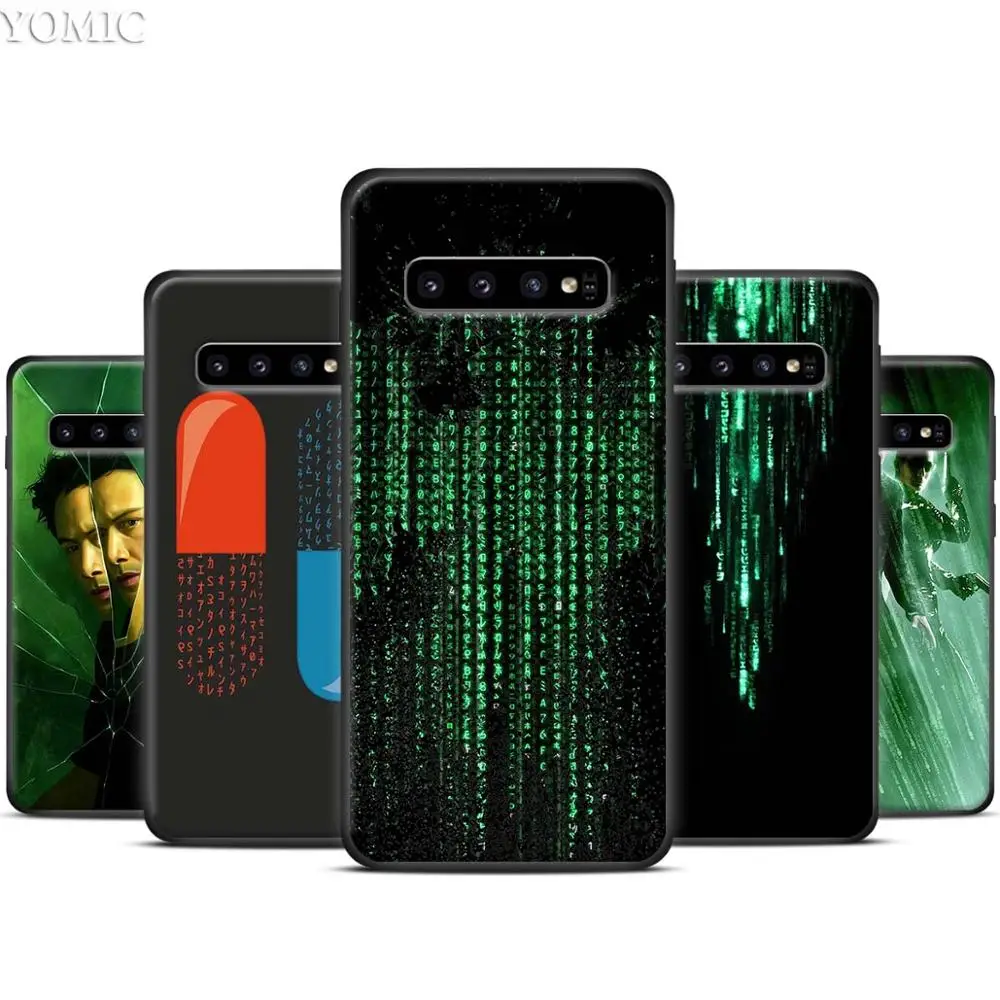 

The Matrix Black Silicone Case for Samsung Galaxy S10 S10e S8 S9 Plus S7 A40 A50 A70 Note 8 9 Soft Cover Case
