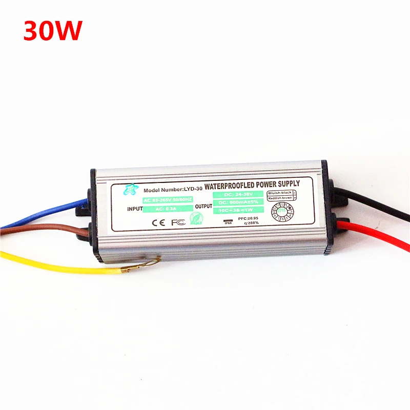 AC 85-265V 110V 220V DC/DC 24 V-38 V 10W 20W 30W 50W 100W IP67 Водонепроницаемый один Цвет RGB прожектор чип светодиодный драйвер