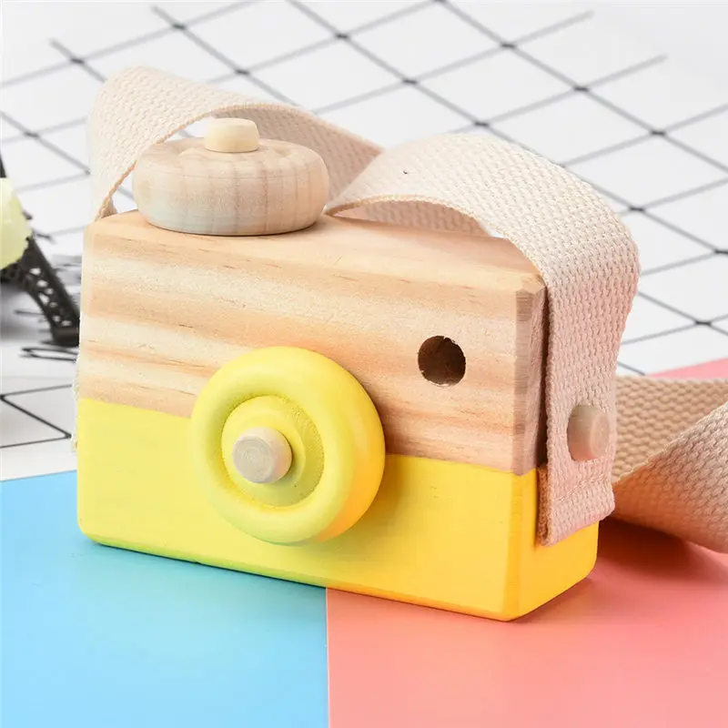Wooden Toy Camera Kids Creative Neck Hanging Rope Toy Photography Prop