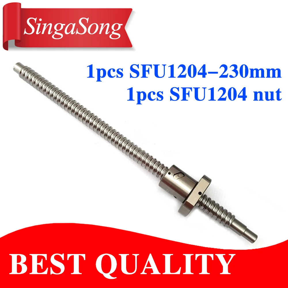 

12mm 1204 Ball Screw Rolled C7 ballscrew SFU1204 230mm with one 1204 flange single ball nut for CNC parts