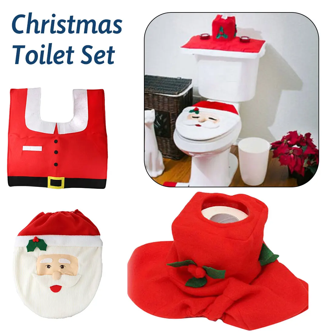 Новинка 3 шт./набор Happy Santa чехол для унитаза ног накладка на сиденье крышка