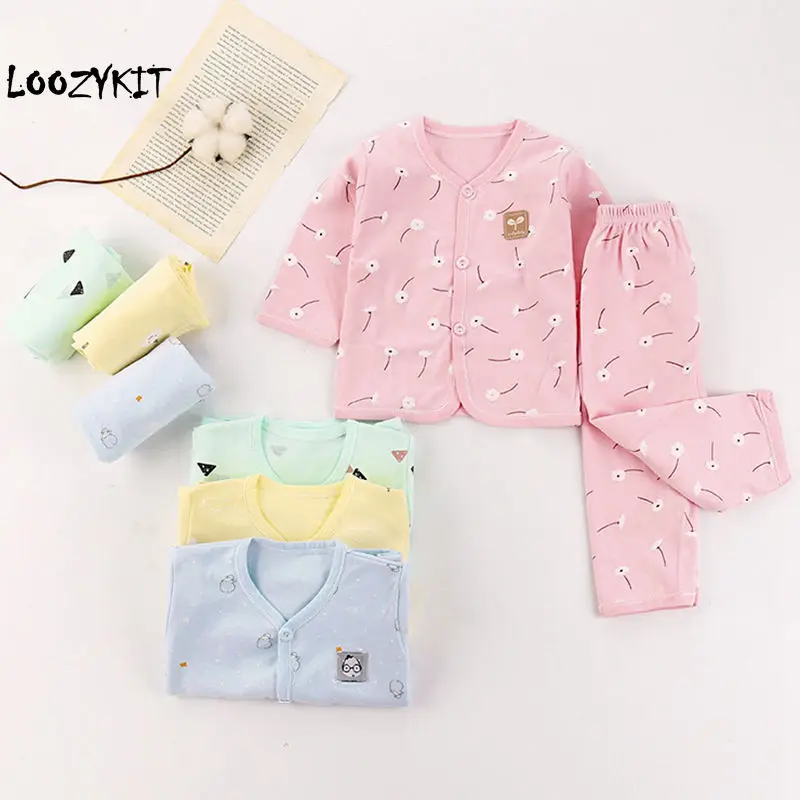 Loozykit/От 0 до 3 месяцев; сезон весна-осень; Спортивный костюм для новорожденных; детская одежда из хлопка; костюм унисекс; комплект одежды для маленьких мальчиков и девочек