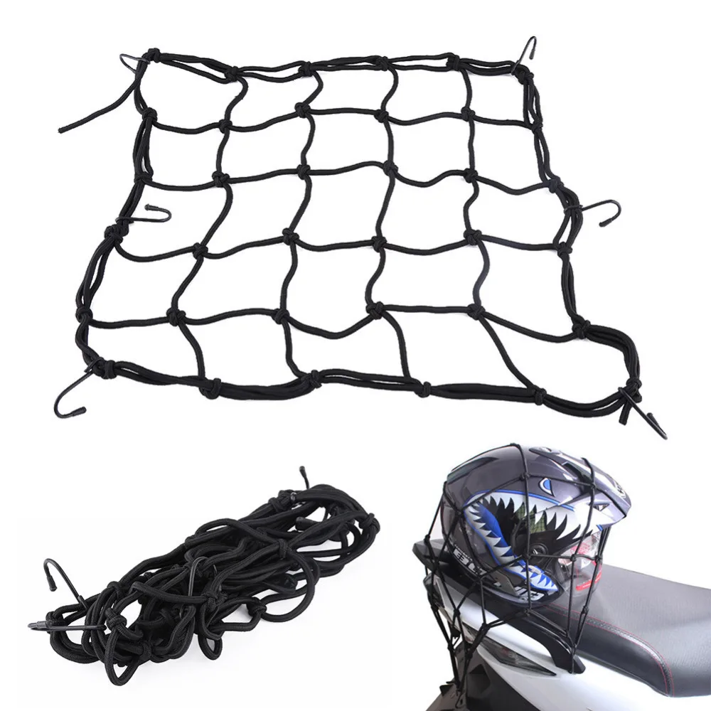 

40 * 40cm 6 Hook Motorcycle Cargo Mesh Net Helmet Cargo Luggage Elastic Mesh Web Net Black Helmet Cargo Web Car String New