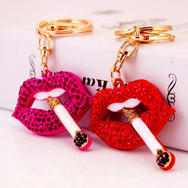 New Arrival Creative Sexy Lips Smoke Key Chain Fashion Key Ring Holder