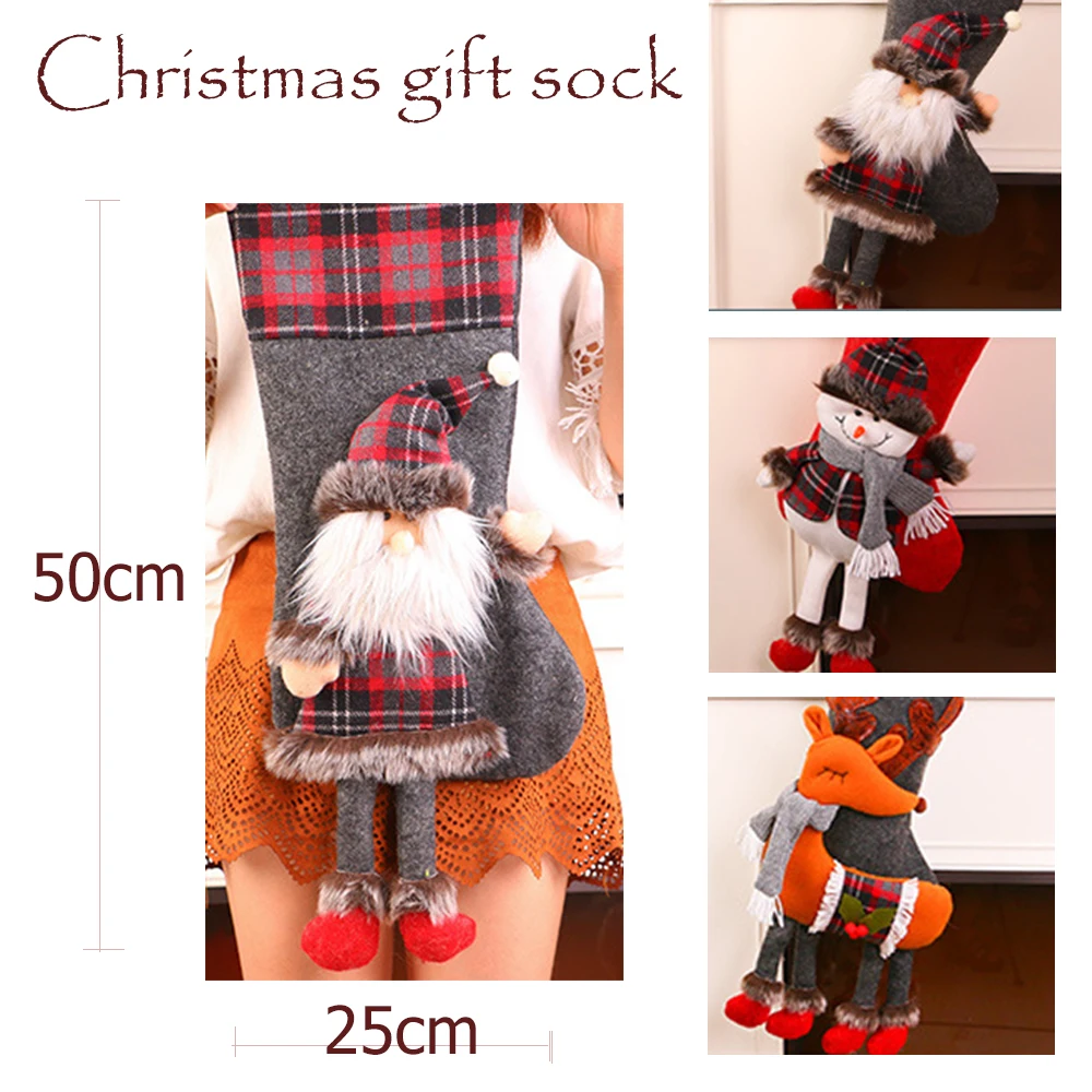 Рождественские чулки носки Санта Клаус конфеты подарочные пакеты Рождественская елка с орнаментом